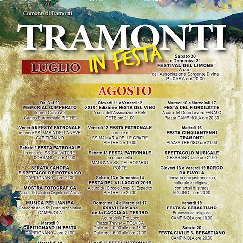 Estate a Tramonti: ecco il calendario degli eventi, tra gastronomia, cultura e spettacolo