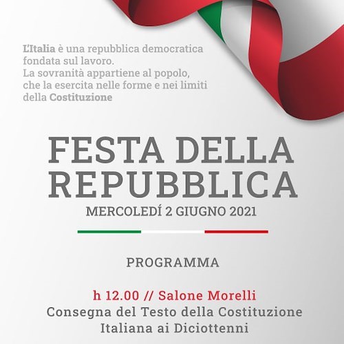 Festa della Repubblica, ad Amalfi testi Costituzione per i neo diciottenni