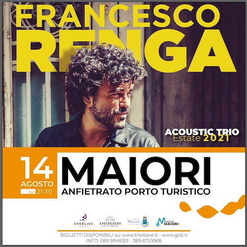 Francesco Renga in concerto a Maiori: 14 agosto live acustico al Porto