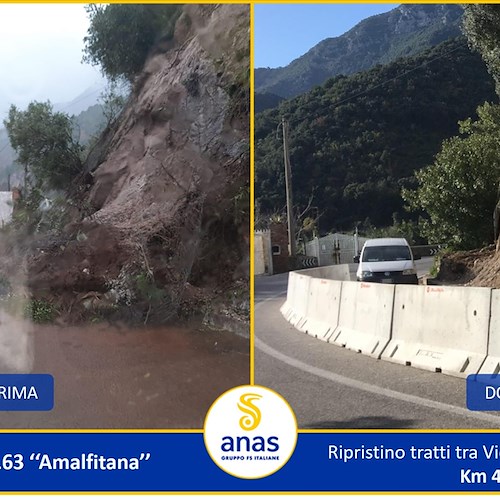 Frane in Costiera Amalfitana, strade ancora chiuse ad Amalfi, Maiori e Cetara. Anas informa su interventi effettuati