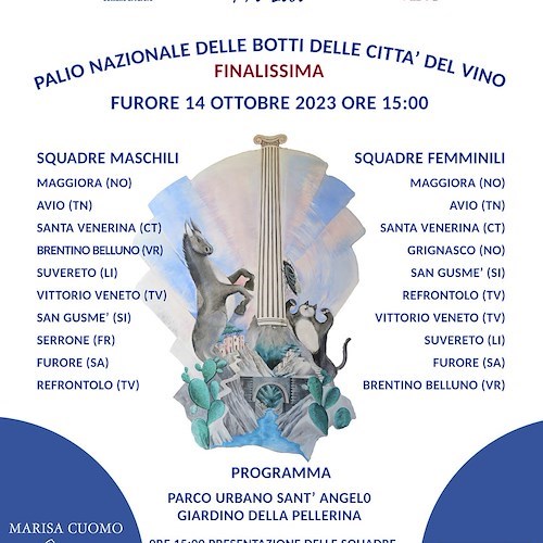 Furore, 14 ottobre la finalissima del Palio Nazionale delle Botti: ecco i dettagli delle gare maschile e femminile
