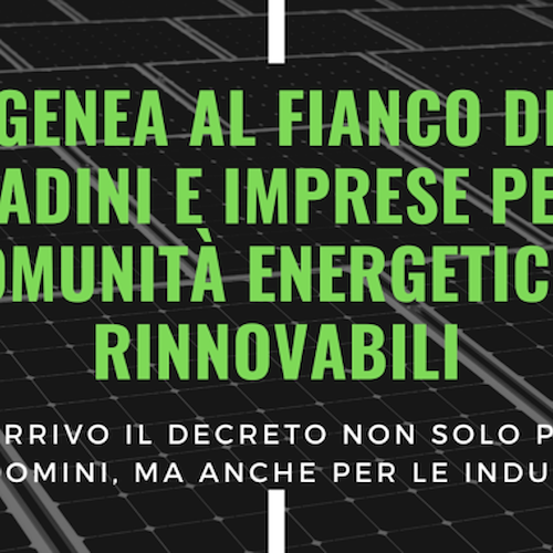 Genea al fianco di cittadini e imprese per le comunità energetiche rinnovabili