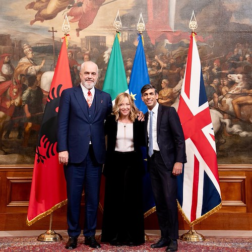 Giorgia Meloni incontra i ministri Sunak e Rama a Palazzo Chigi<br />&copy; Governo