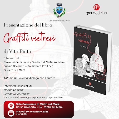 "Graffiti vietresi", 30 novembre Vito Pinto presenta il suo libro a Vietri sul Mare