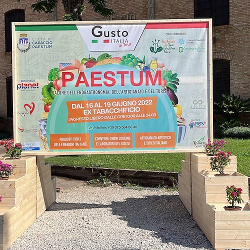 Gusto Italia fa tappa a Capaccio Paestum, dal 16 al 19 giugno mercatino e degustazioni all’ex tabacchificio