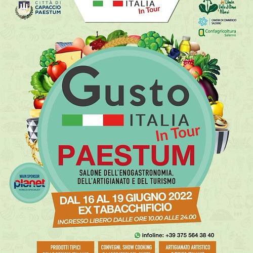 Gusto Italia fa tappa a Capaccio Paestum, dal 16 al 19 giugno mercatino e degustazioni all’ex tabacchificio