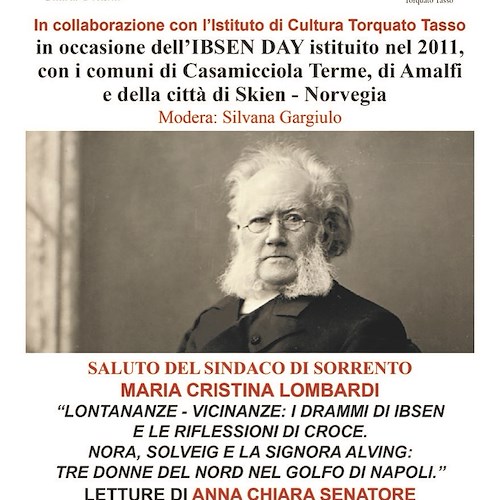 “Ibsen Day”, 23 maggio a Sorrento le celebrazioni in onore del drammaturgo norvegese