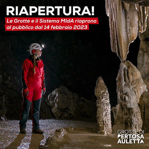 Il 14 febbraio riaprono al pubblico le Grotte di Pertosa-Auletta: un biglietto omaggio per ogni coppia di innamorati