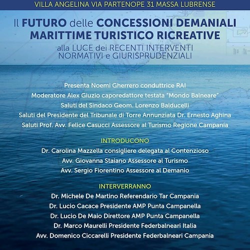 Il futuro delle concessioni demaniali marittime turistico ricreative, 27 aprile il convegno a Massa Lubrense