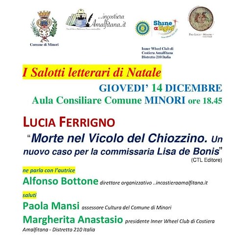 Il “giallo” di Lucia Ferrigno protagonista il 14 dicembre de “I Salotti letterari di Natale” a Minori