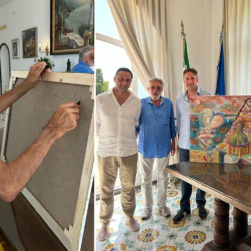 Il Maestro Lorenzo Maria Bottari dona a Positano un'opera realizzata in loco