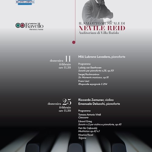 "Il salotto musicale di Nevile Reid", a Ravello si esibiscono giovani musicisti e personalità di più consolidata fama
