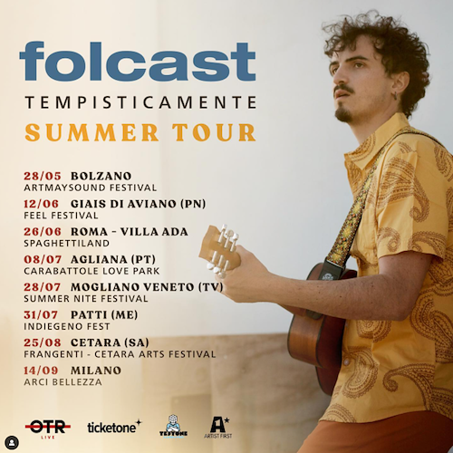 Il summer tour di Folcast passa anche in Costa d’Amalfi, la “Nuova Proposta” di Sanremo 2021 si esibisce a Cetara