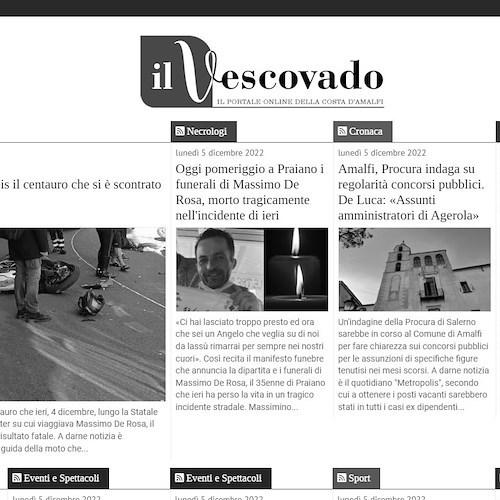 Il Vescovado si veste di nero in segno di lutto per la tragica e prematura scomparsa di Massimo