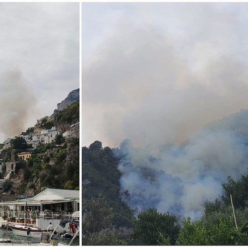 Incendio ad Amalfi, brucia la vegetazione di Vettica-Tovere [VIDEO]
