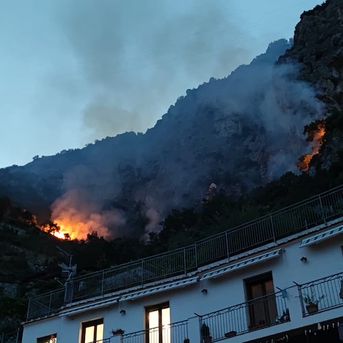 Incendio ad Amalfi: brucia la vegetazione tra Vettica e Tovere [FOTO]