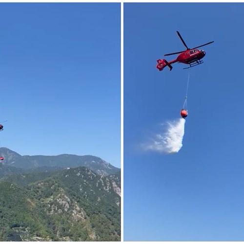 Incendio di Maiori, fiamme alimentate dal vento: attivato elicottero