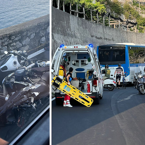 Incidente tra due moto a Maiori, traffico in tilt lungo la SS 163