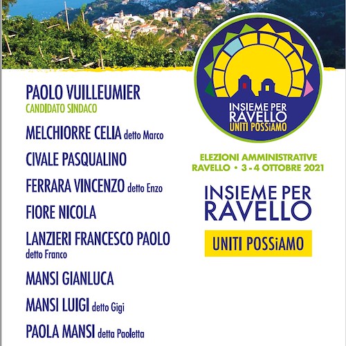 Insieme per Ravello, presentata la lista di Paolo Vuilleumier. Ecco i nomi