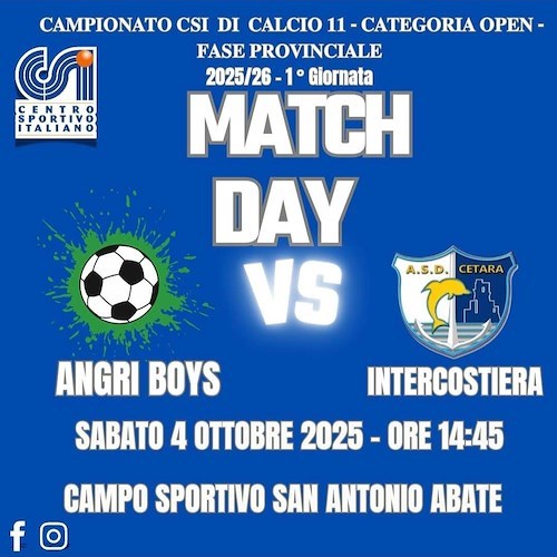 Campionato CSI: l’Intercostiera esordisce contro l’Angri Boys