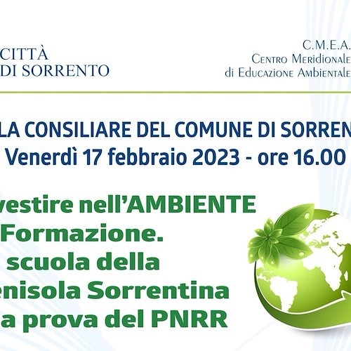 “Investire nell’Ambiente di Formazione”, 17 febbraio il seminario a Sorrento