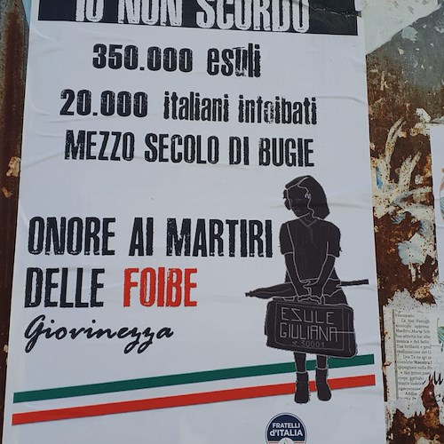 "Io non scordo", il manifesto unico del Coordinamento Costiera Amalfitana Fratelli d'Italia in memoria delle Foibe