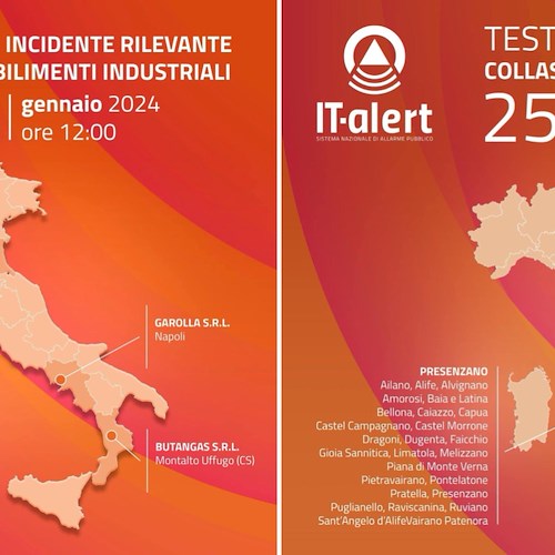 IT-Alert: 24 e 25 gennaio nuovi test in Campania del sistema nazionale di allarme pubblico