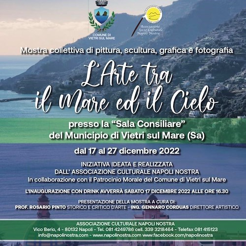 "L'arte tra il mare e il cielo", a Vietri sul Mare una mostra nell'aula consiliare