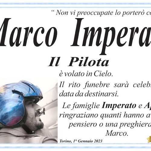 La famiglia di Marco Imperato ringrazia quanti gli hanno dedicato un pensiero