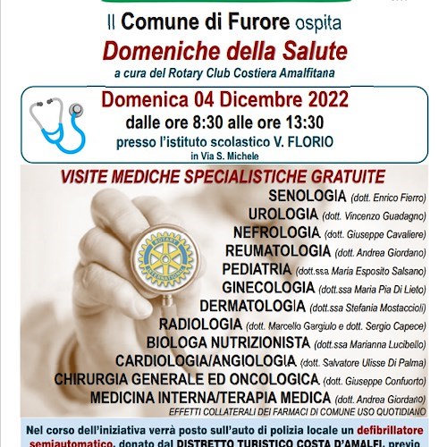 Le “Domeniche della Salute” del Rotary Club Costiera Amalfitana fanno tappa a Furore