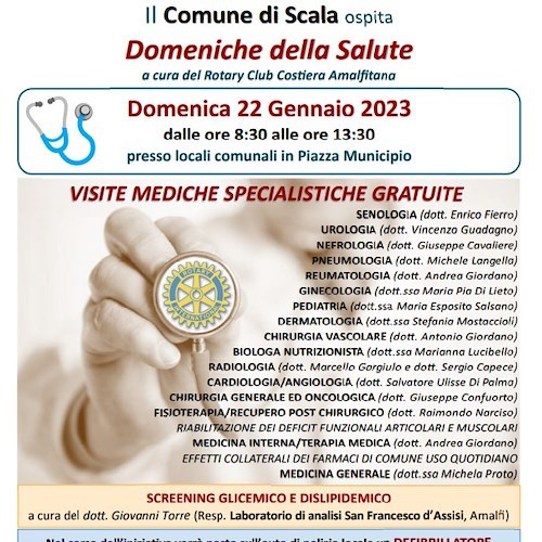 Le “Domeniche della Salute” del Rotary Club Costiera Amalfitana fanno tappa a Scala