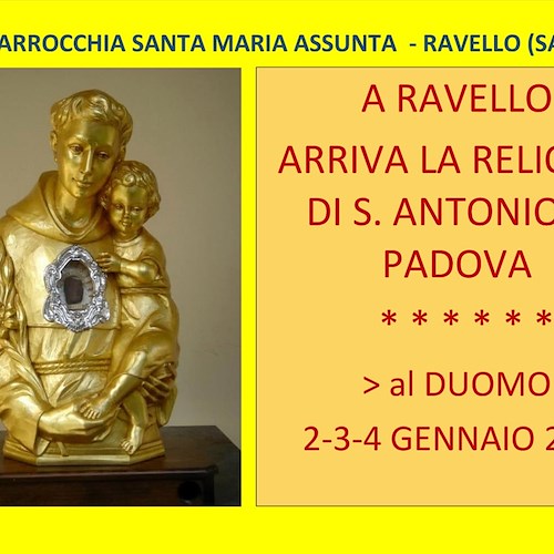 Le reliquie di Sant'Antonio di Padova fanno tappa a Ravello 