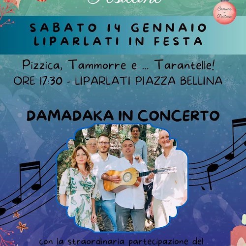 “Liparlati in festa”: 14 gennaio a Positano pizzica, tammorre e tarantelle con i Damadakà