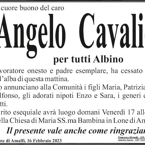 Lone di Amalfi piange la scomparsa del signor Angelo Cavaliere, per tutti Albino