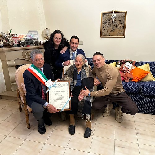 Lucia Laura Sangenito è la donna più longeva della Campania. Residente a Sturno (AV), ha festeggiato 113 anni /foto