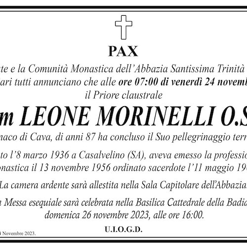 Necrologio Dom Leone Morinelli