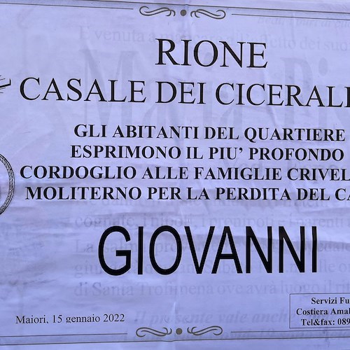 Lutto a Maiori per la morte di Giovanni Crivelli