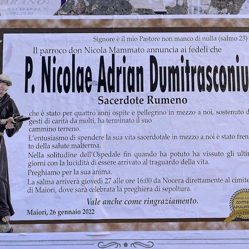 Lutto a Maiori: si è spento Padre Nicolae Adrian Dumitrasconiu 