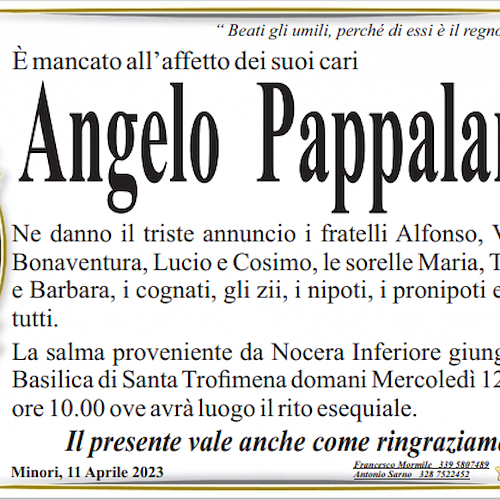 Lutto a Minori, si è spento il cuore buono di Angelo Pappalardo 