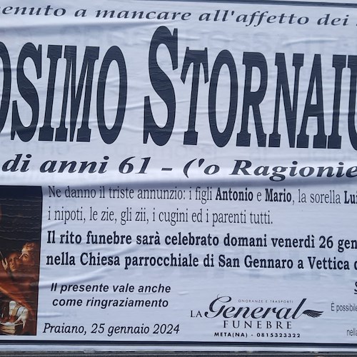 Lutto a Praiano: a soli 61 anni si è spento Cosimo Stornaiuolo, ‘o Ragioniere <br />&copy;