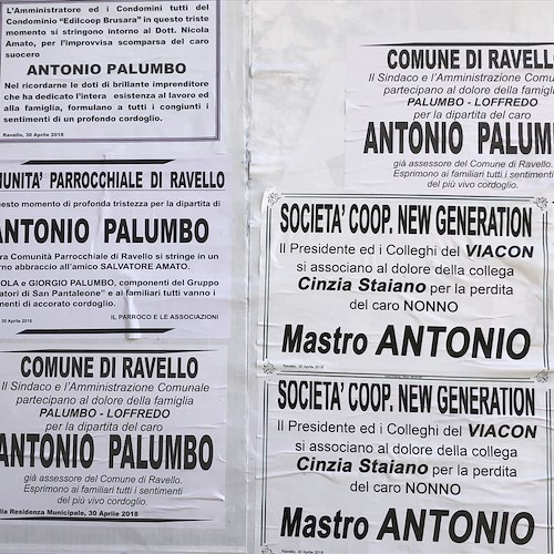 Lutto a Ravello, addio a mastro Antonio Palumbo. Domani i funerali