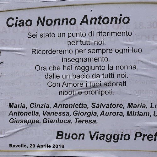 Lutto a Ravello, addio a mastro Antonio Palumbo. Domani i funerali