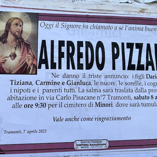 Lutto a Tramonti, si è spento Alfredo Pizzani 