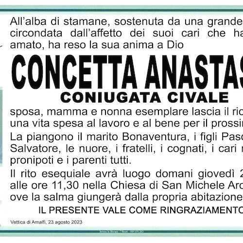 Lutto Concetta Anastasio