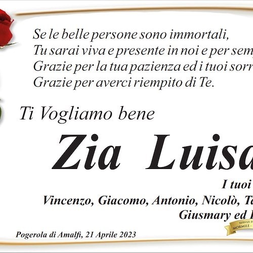 Lutto tra Amalfi e Atrani per la morte prematura di Luisa Magnolia