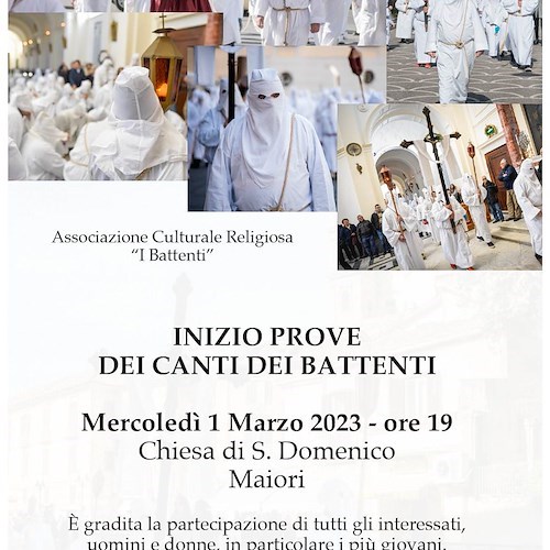 Maiori, 1° marzo al via le prove dei Canti Plurisecolari dei Battenti per il Venerdì Santo