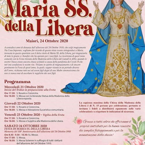 Maiori, 24 ottobre i festeggiamenti della Madonna della Libera [PROGRAMMA]