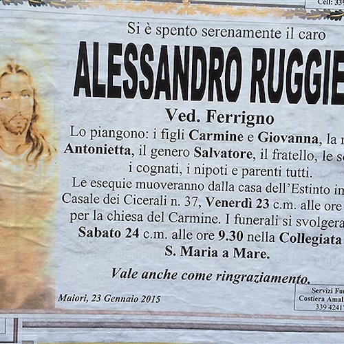 Maiori, addio ad Alessandro Ruggiero