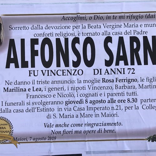 Maiori, addio allo storico edicolante Alfonso Sarno