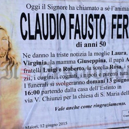 Maiori dice addio a Claudio Ferrara, titolare hotel San Francesco